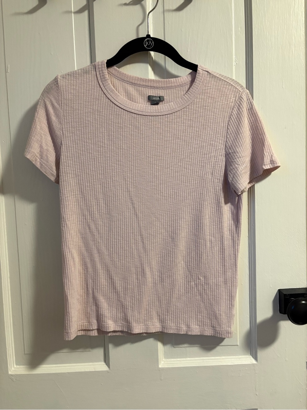 Aerie Light Pink Ribbed Short-Sleeve Women's Top